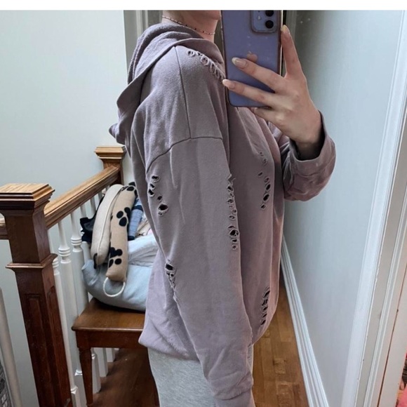 Topshop purple lilac distressed hoodie/sweater - Picture 3 of 4